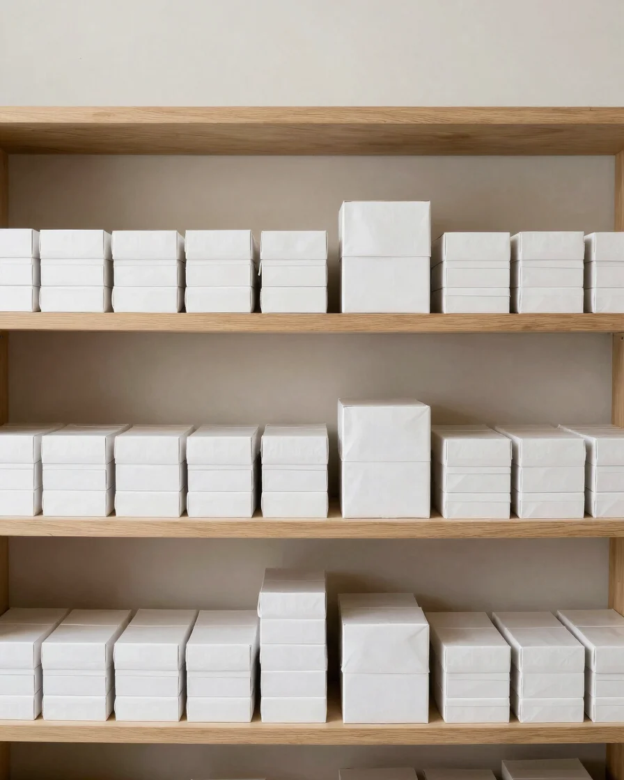 Editorial business photography of neatly organised product stock